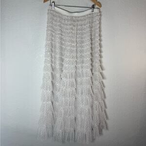 NWT Free People Return of the Ruffle Maxi Slip Skirt Tiered Large Boho Coquette